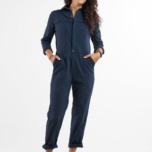 Title Nine Rosie Utility Long Sleeve Jumpsuit - Navy Blue, Size S (4-6)